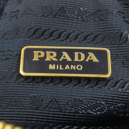 PRADA プラダ ロゴ金具 化粧ポーチ デニム レディース 中古