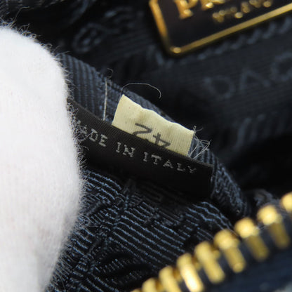 PRADA プラダ ロゴ金具 化粧ポーチ デニム レディース 中古