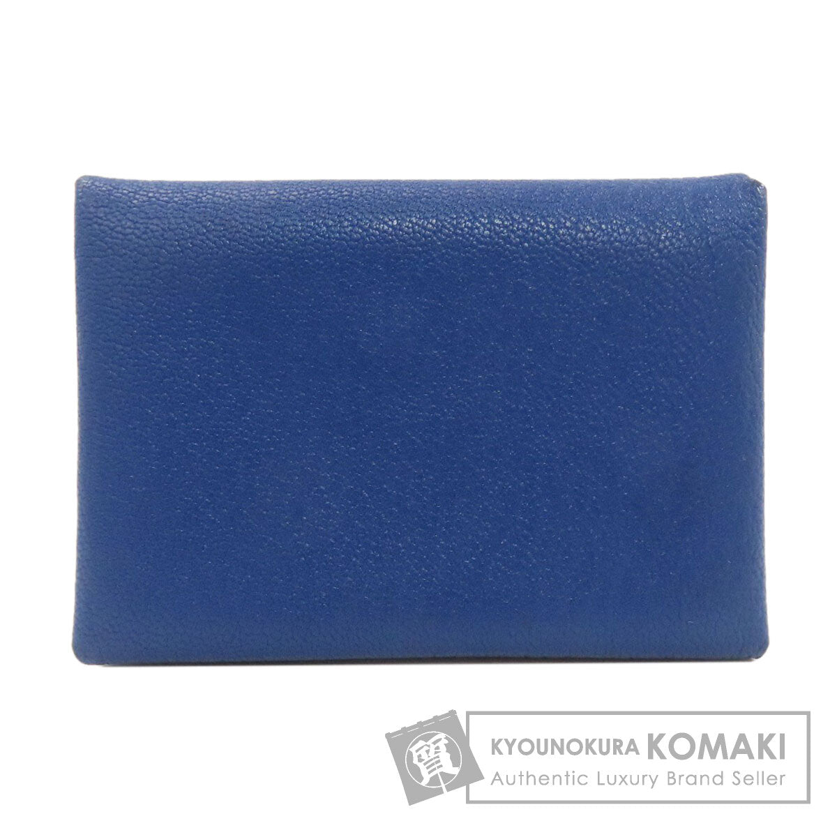HERMES エルメス カルヴィデュオ ブルーフランス シルバー金具 カードケース シェーブル レディース 中古