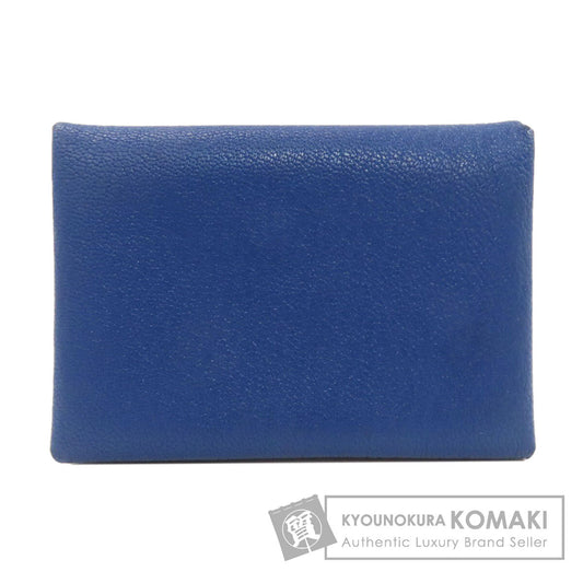 HERMES エルメス カルヴィデュオ ブルーフランス シルバー金具 カードケース シェーブル レディース 中古