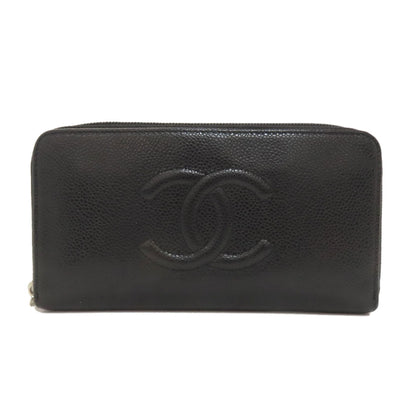CHANEL シャネル ココマーク シルバー金具 長財布（小銭入れあり） グレインド カーフスキン レディース 中古