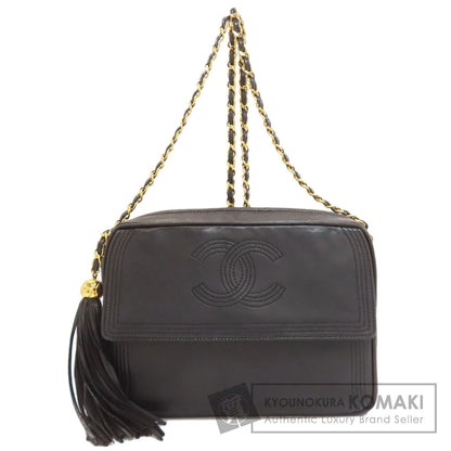 CHANEL シャネル フリンジ チェーンショルダー ゴールド金具 ショルダーバッグ ラムスキン レディース 中古