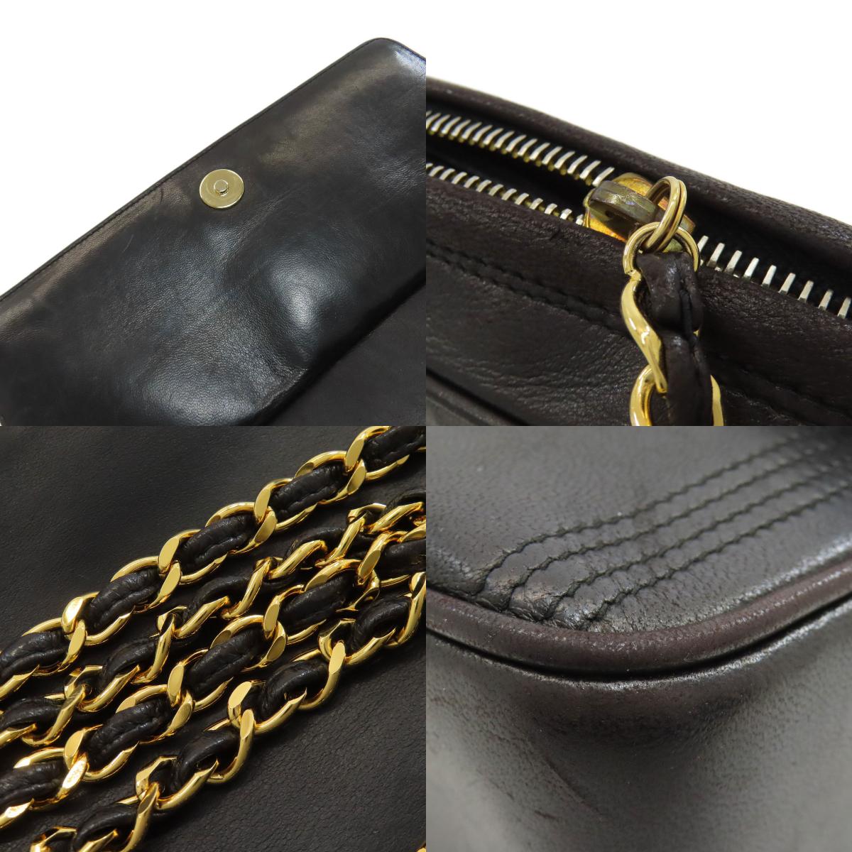 CHANEL シャネル フリンジ チェーンショルダー ゴールド金具 ショルダーバッグ ラムスキン レディース 中古