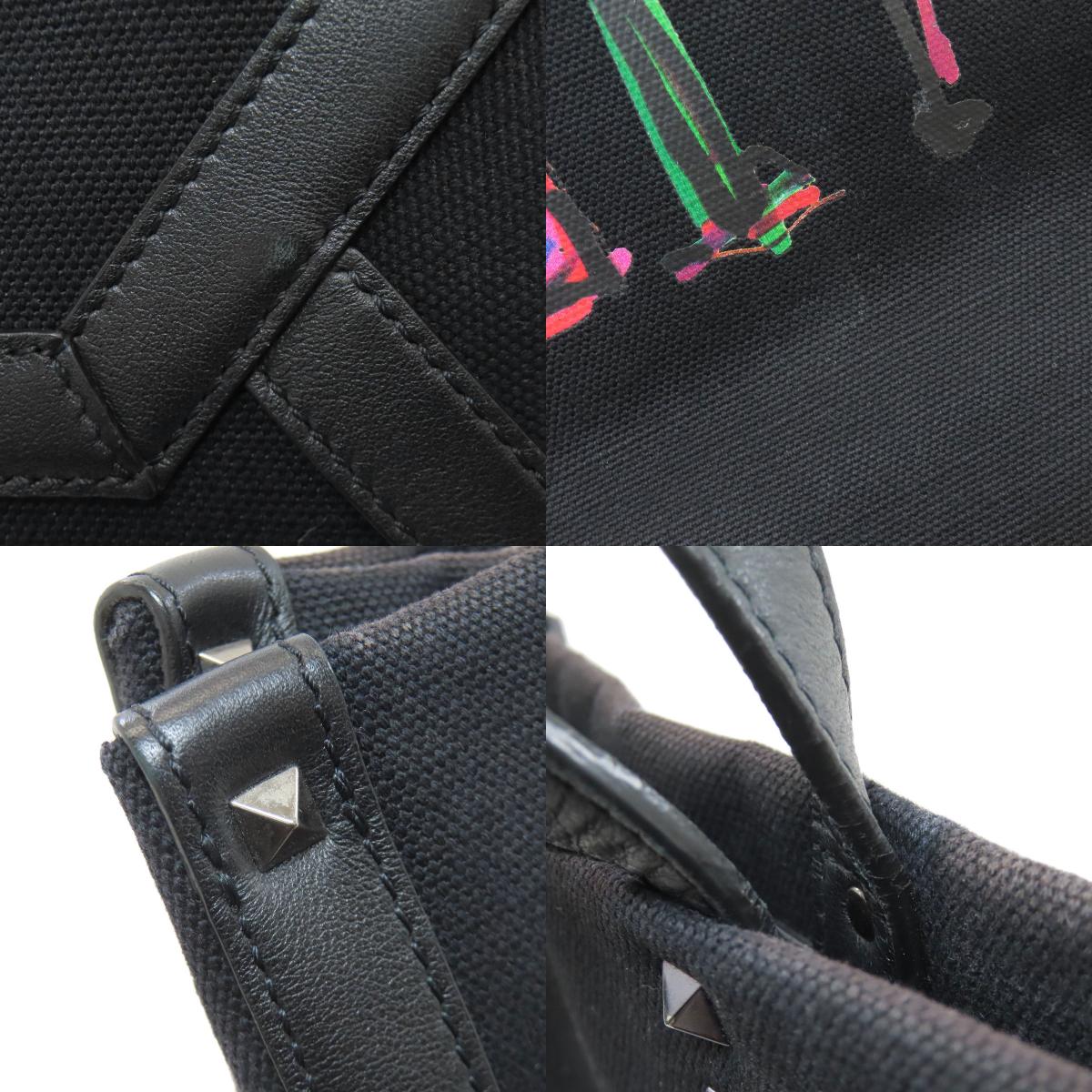 VALENTINO バレンティノ スタッズ トートバッグ キャンバス レディース 中古