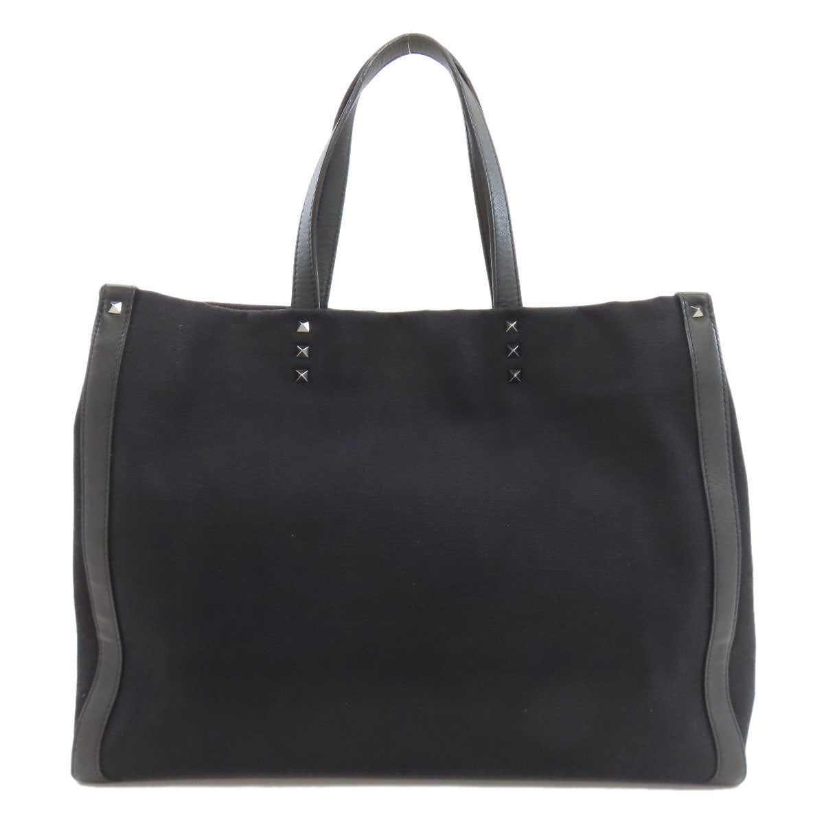 VALENTINO バレンティノ スタッズ トートバッグ キャンバス レディース 中古