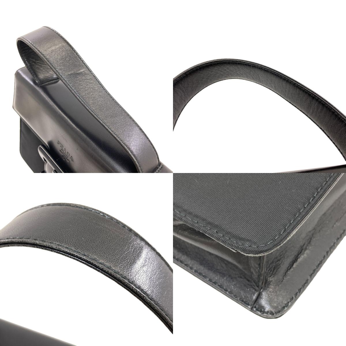 PRADA プラダ B7128 ベルトモチーフ ハンドバッグ ナイロン レディース 中古