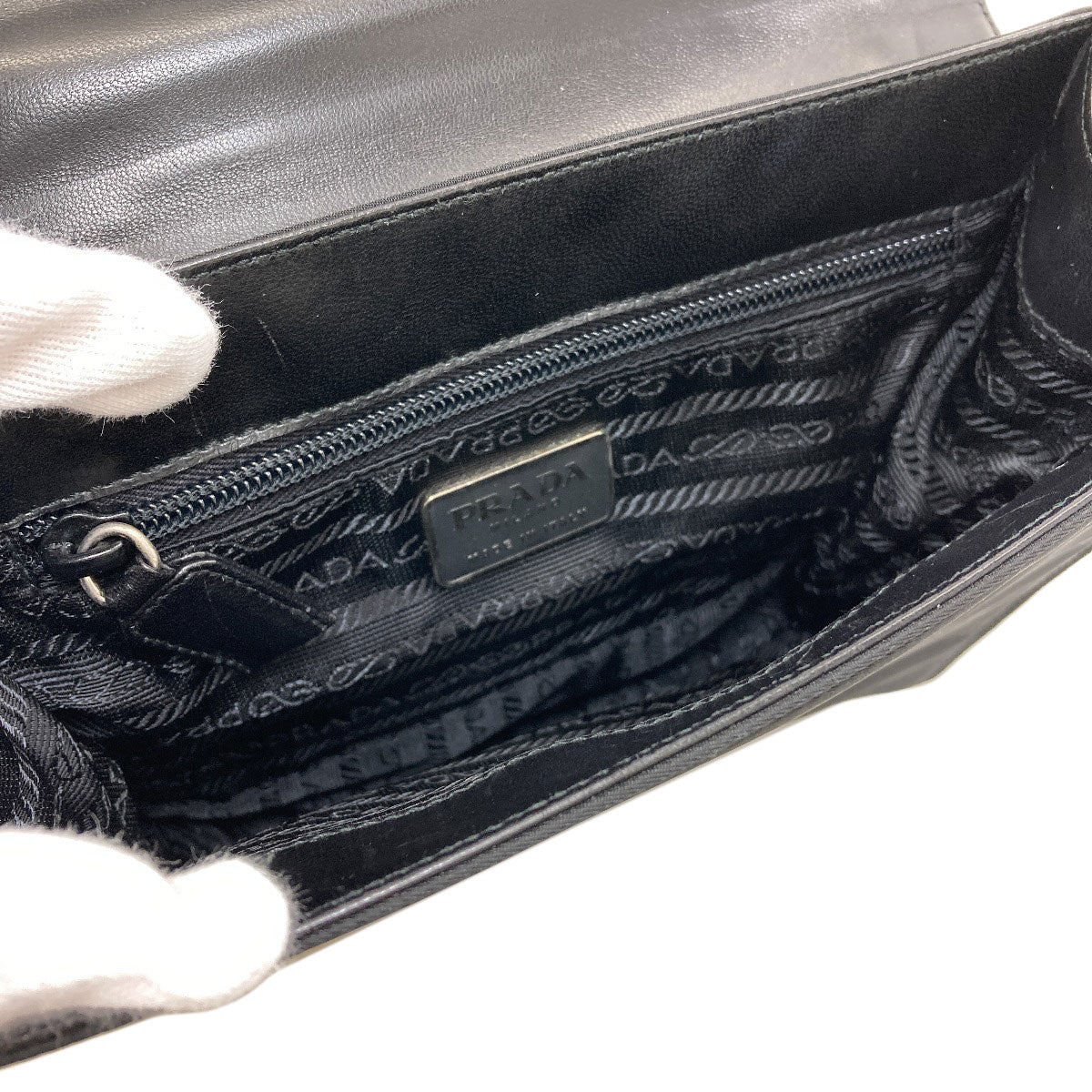 PRADA プラダ B7128 ベルトモチーフ ハンドバッグ ナイロン レディース 中古
