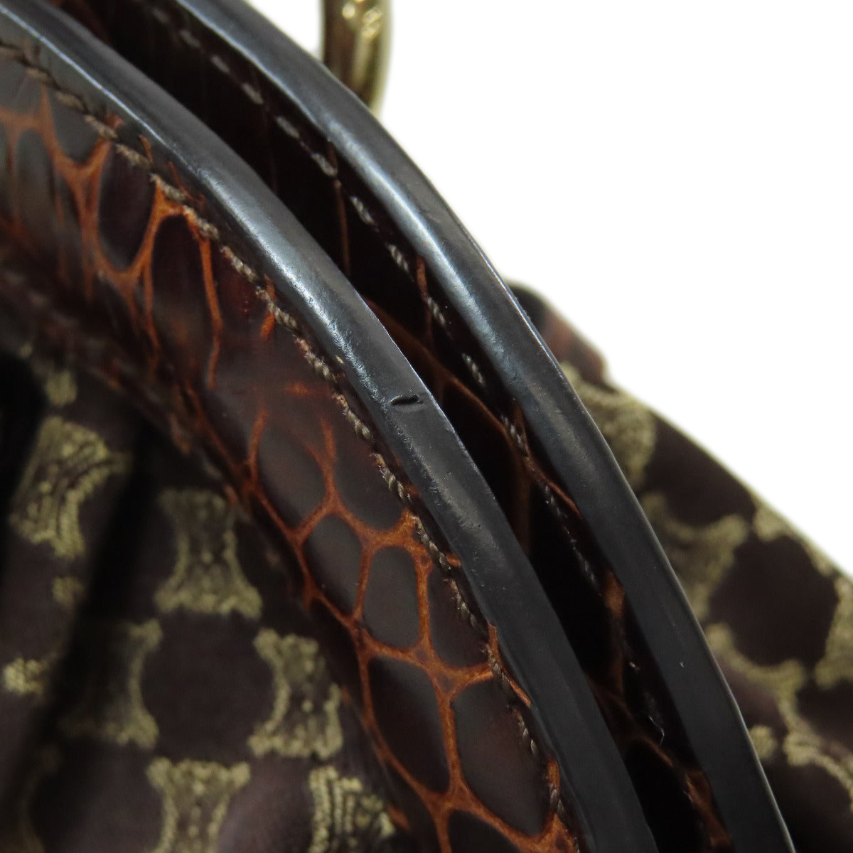 CELINE セリーヌ マカダム柄 フリンジ ハンドバッグ キャンバス レディース 中古