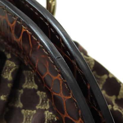 CELINE セリーヌ マカダム柄 フリンジ ハンドバッグ キャンバス レディース 中古