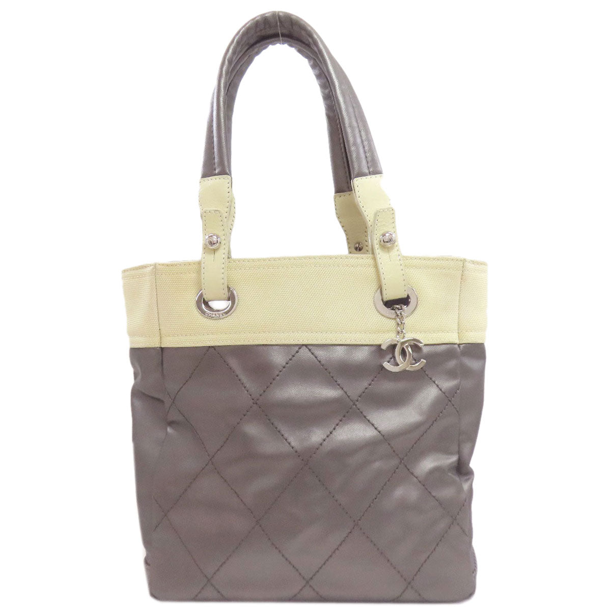 CHANEL シャネル パリビアリッツ PM シルバー金具 ハンドバッグ カーフ レディース 中古