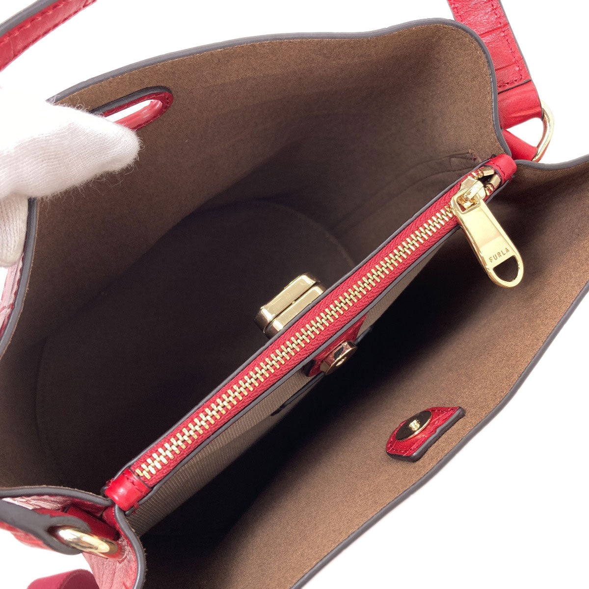 フルラ 型押し 2WAY ハンドバッグ 中古 商品画像6