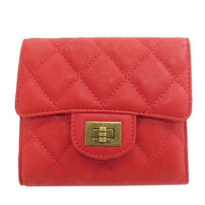 CHANEL シャネル 2.55 マトラッセ コンパクトウォレット ゴールド金具 二つ折り財布（小銭入れあり） カーフ レディース 中古