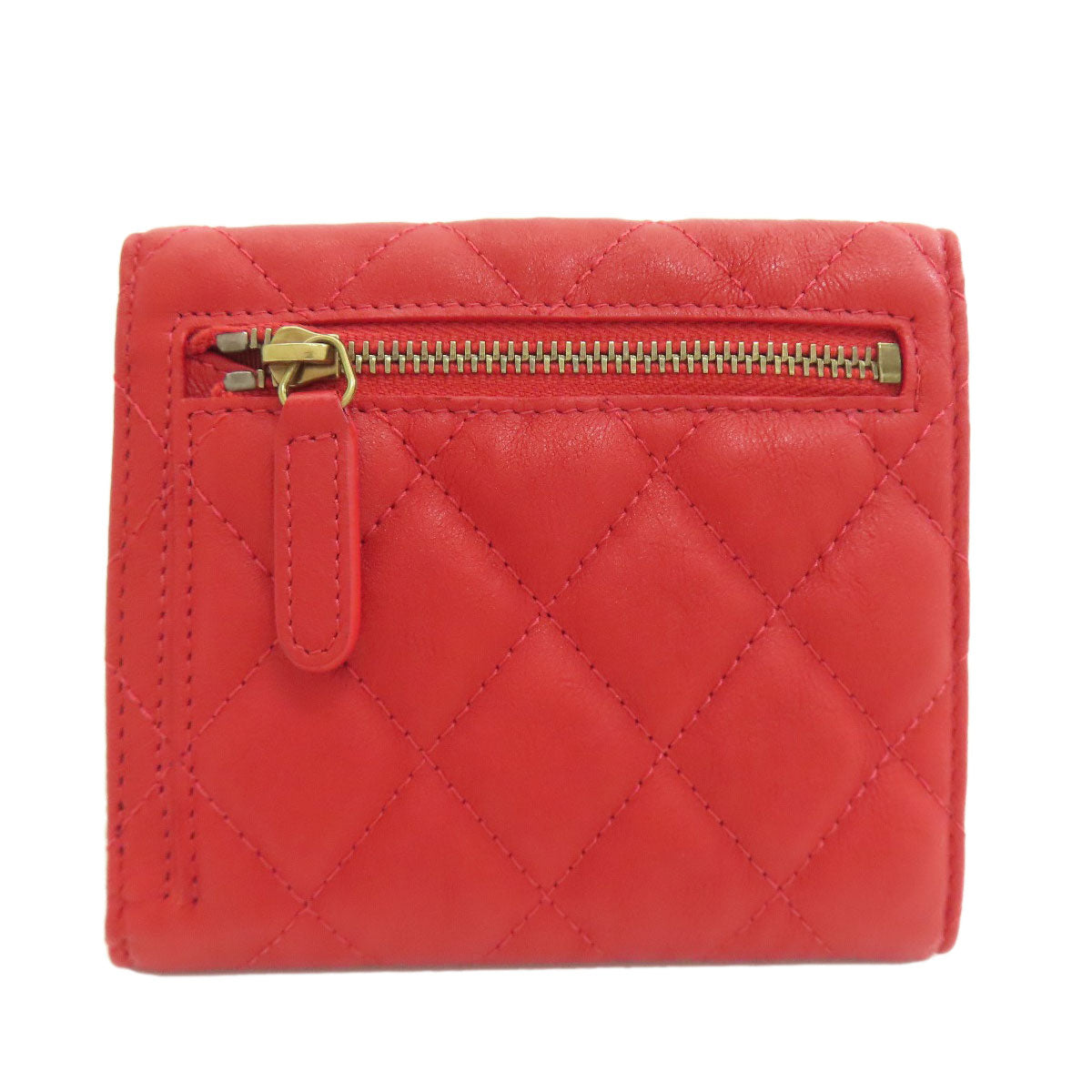CHANEL シャネル 2.55 マトラッセ コンパクトウォレット ゴールド金具 二つ折り財布（小銭入れあり） カーフ レディース 中古