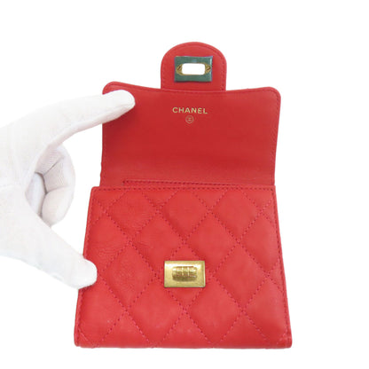CHANEL シャネル 2.55 マトラッセ コンパクトウォレット ゴールド金具 二つ折り財布（小銭入れあり） カーフ レディース 中古