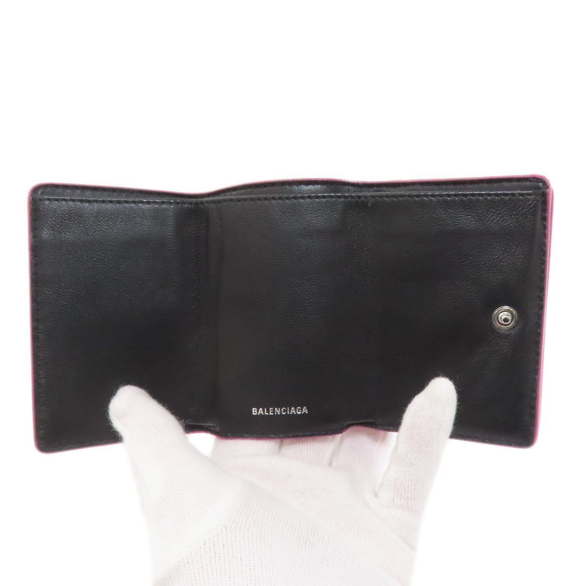 BALENCIAGA バレンシアガ 516402 ロゴ 三つ折り財布 二つ折り財布（小銭入れあり） レザー レディース 中古