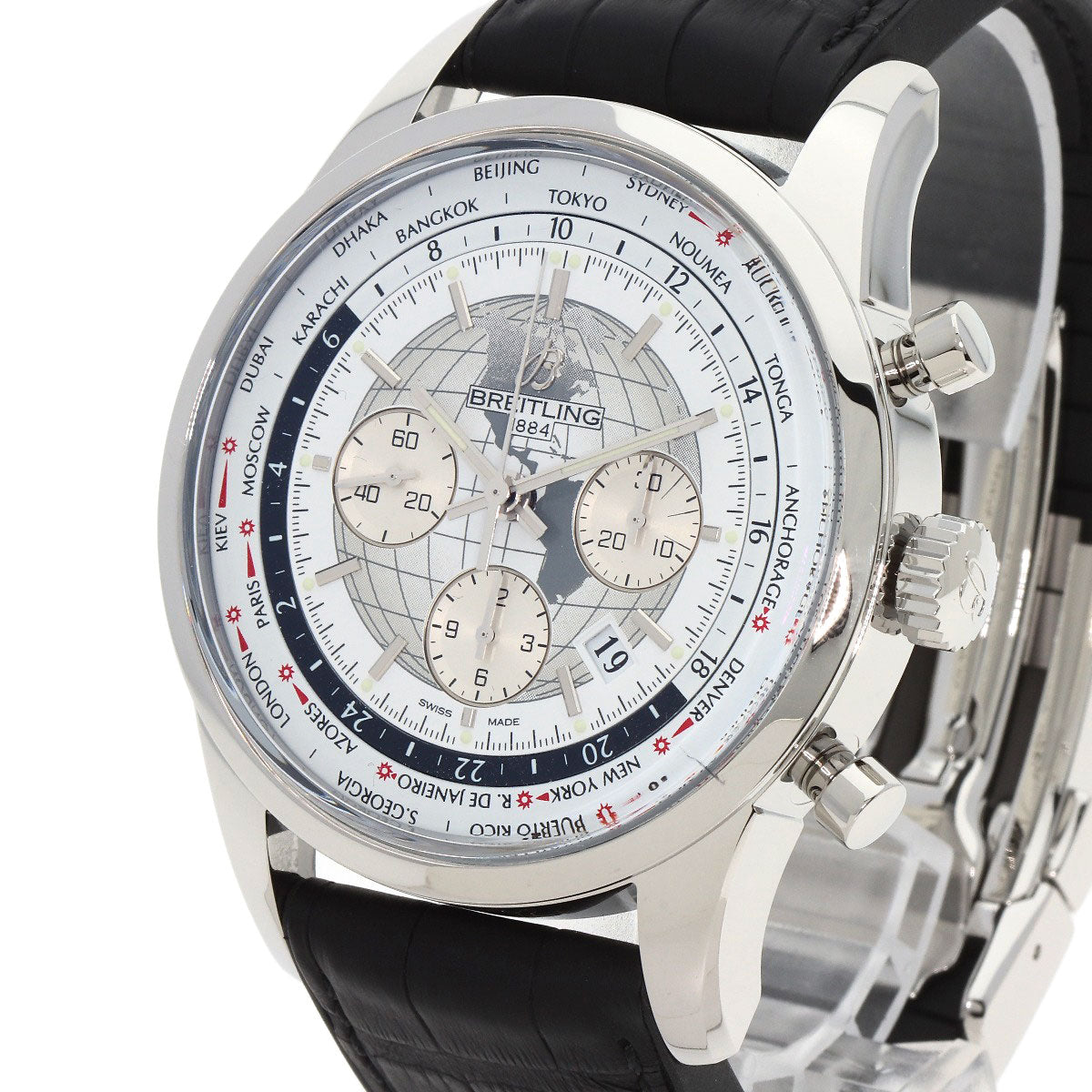 BREITLING ブライトリング AB0510U0/A790 トランスオーシャン クロノグラフ ユニタイム 腕時計 SS メンズ 中古