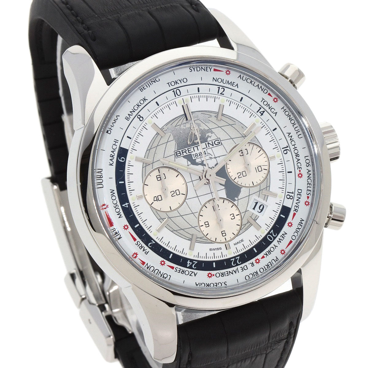 BREITLING ブライトリング AB0510U0/A790 トランスオーシャン クロノグラフ ユニタイム 腕時計 SS メンズ 中古