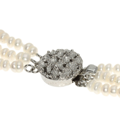 SELECT JEWELRY セレクトジュエリー 淡水パール 真珠 3連 ネックレス 金属製 レディース 中古