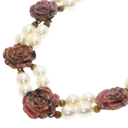 SELECT JEWELRY セレクトジュエリー ロードナイト フラワーモチーフ ローズクォーツ 淡水パール 真珠 3点セット ネックレス SV レディース 中古