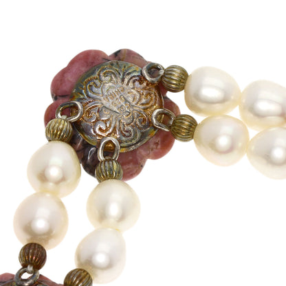 SELECT JEWELRY セレクトジュエリー ロードナイト フラワーモチーフ ローズクォーツ 淡水パール 真珠 3点セット ネックレス SV レディース 中古