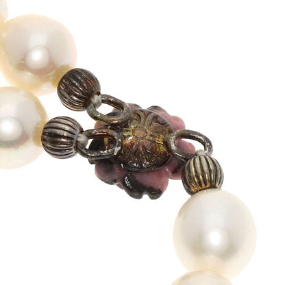 SELECT JEWELRY セレクトジュエリー ロードナイト フラワーモチーフ ローズクォーツ 淡水パール 真珠 3点セット ネックレス SV レディース 中古
