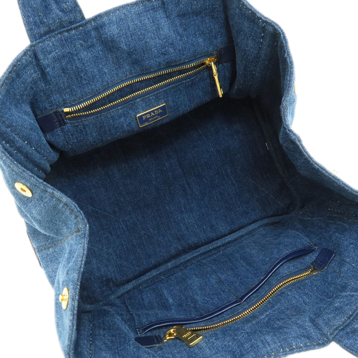 PRADA プラダ B1877B カナパ ハンドバッグ デニム レディース 中古