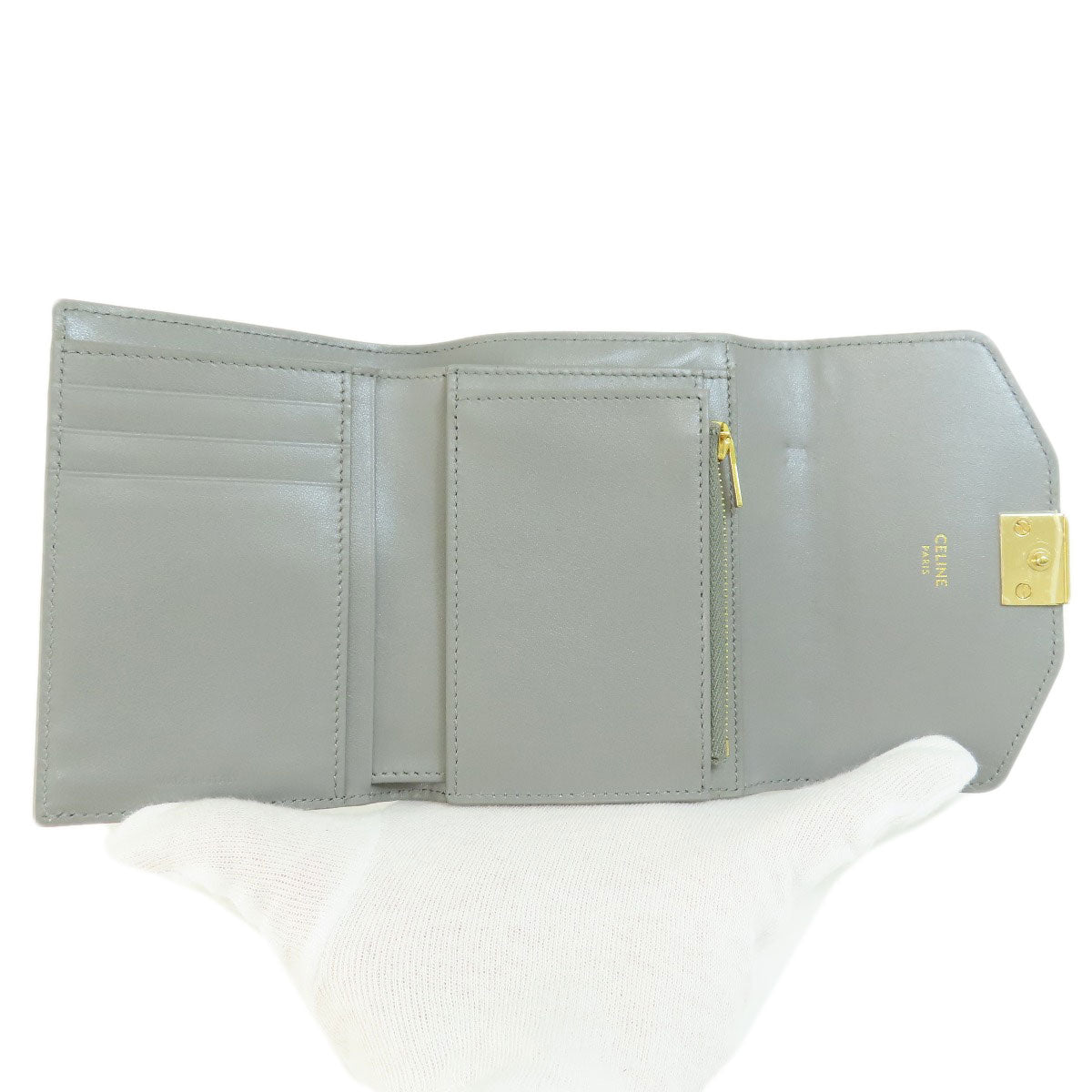 CELINE セリーヌ C金具 二つ折り財布（小銭入れあり） レザー レディース 中古