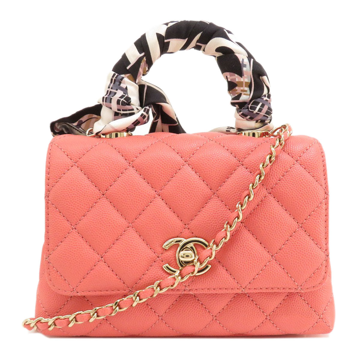 CHANEL シャネル マトラッセ ゴールド金具 2WAY ハンドバッグ グレインド カーフスキン レディース 中古