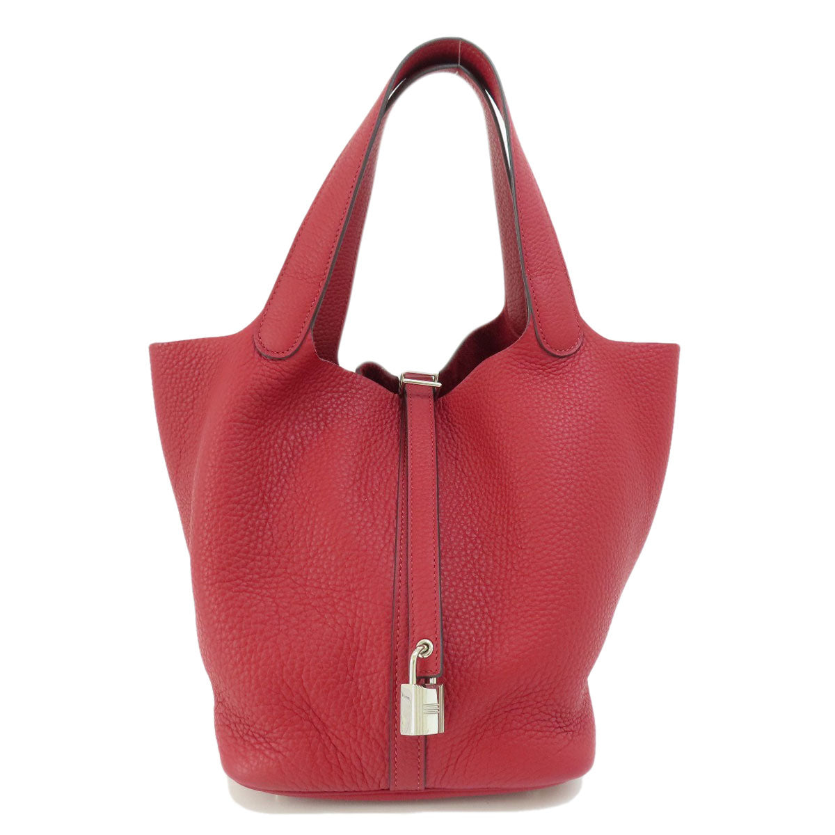 HERMES エルメス ピコタンロックMM レッド シルバー金具 ハンドバッグ トリヨン レディース 中古