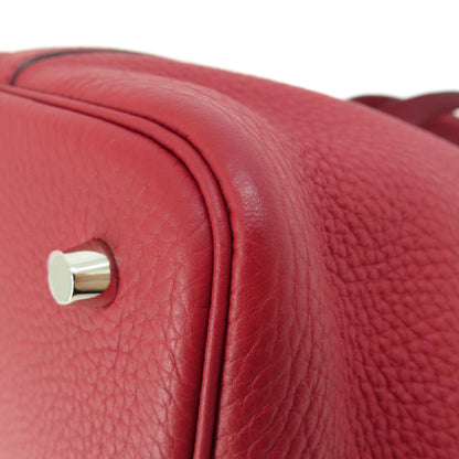 HERMES エルメス ピコタンロックMM レッド シルバー金具 ハンドバッグ トリヨン レディース 中古