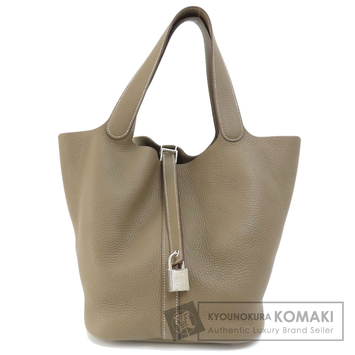 HERMES エルメス ピコタンロックGM エトープ エトゥープ シルバー金具 ハンドバッグ トリヨン レディース 中古