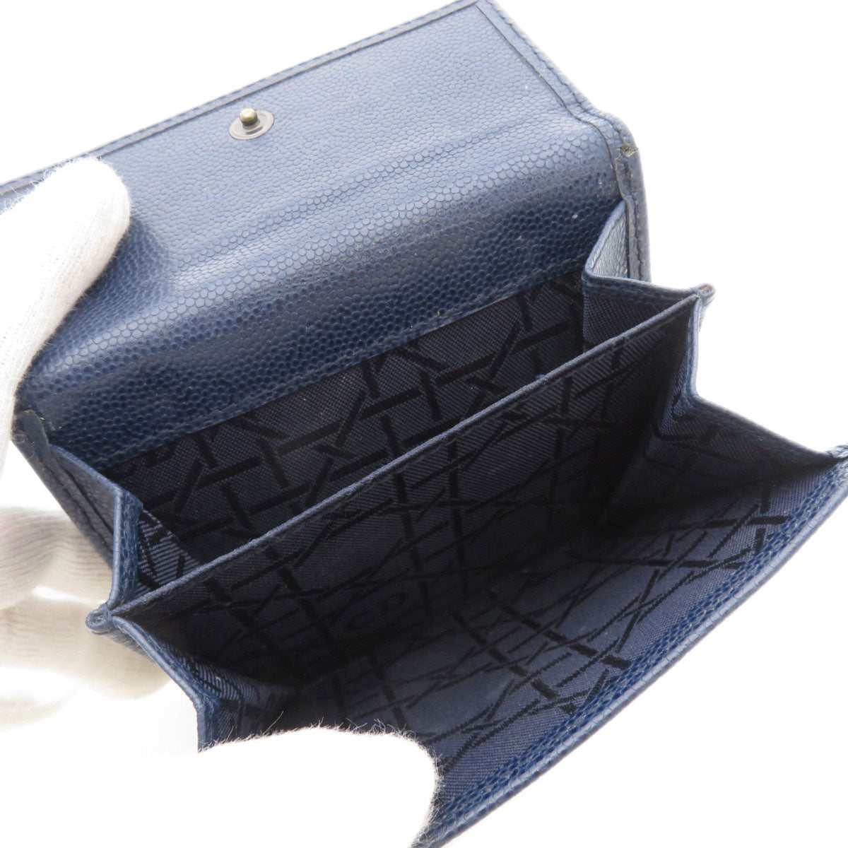 CHRISTIAN DIOR クリスチャンディオール ロゴ金具 二つ折り財布（小銭入れあり） レザー レディース 中古