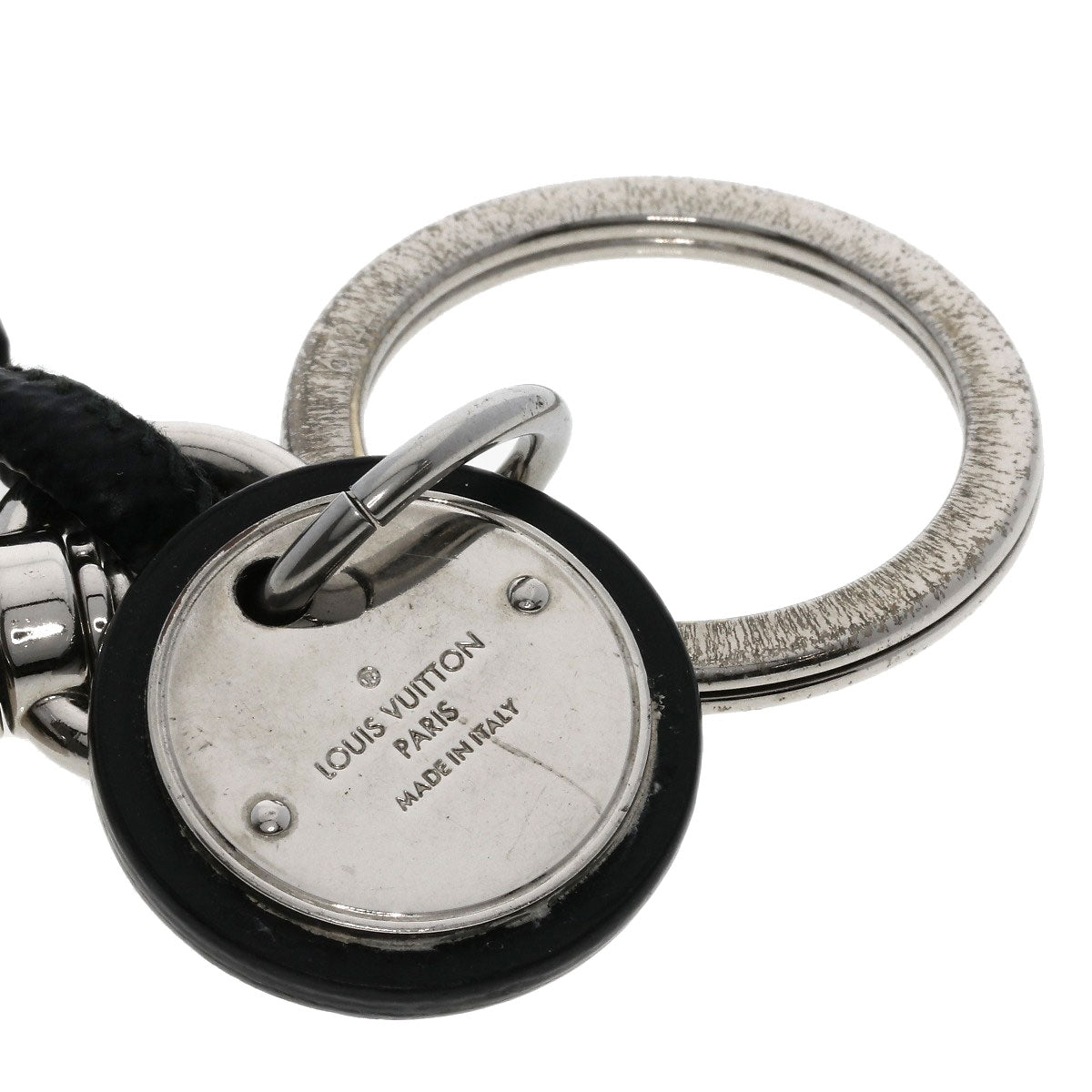 LOUIS VUITTON ルイヴィトン M67224 レザー ロープ キーリング ダミエ グラフィット キーホルダー 金属製 レディース 中古