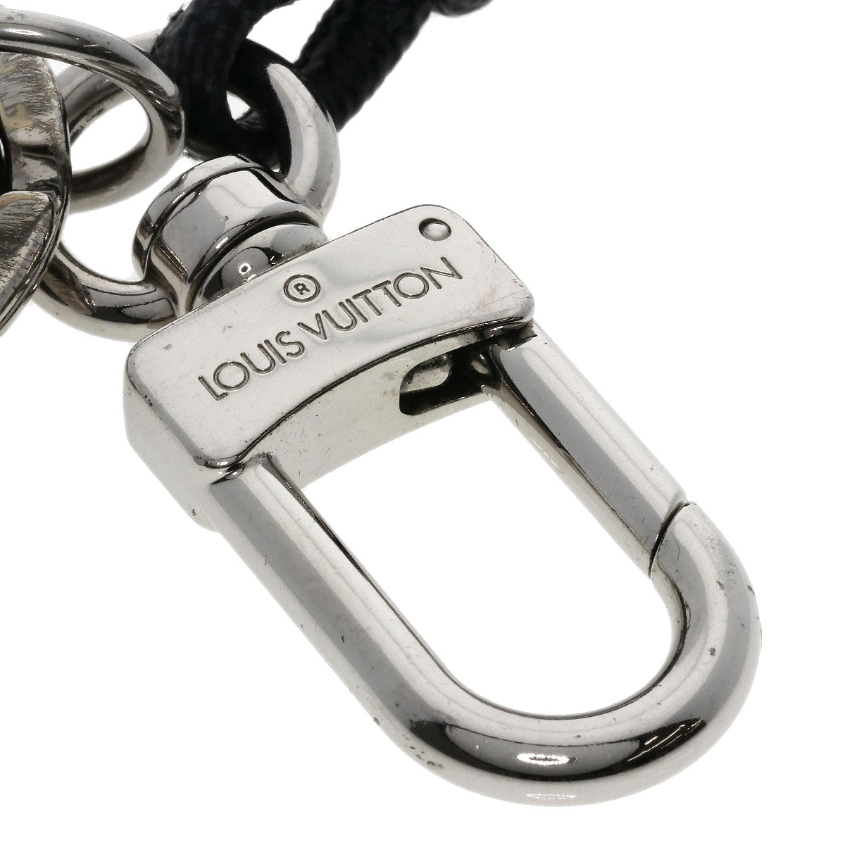 LOUIS VUITTON ルイヴィトン M67224 レザー ロープ キーリング ダミエ グラフィット キーホルダー 金属製 レディース 中古