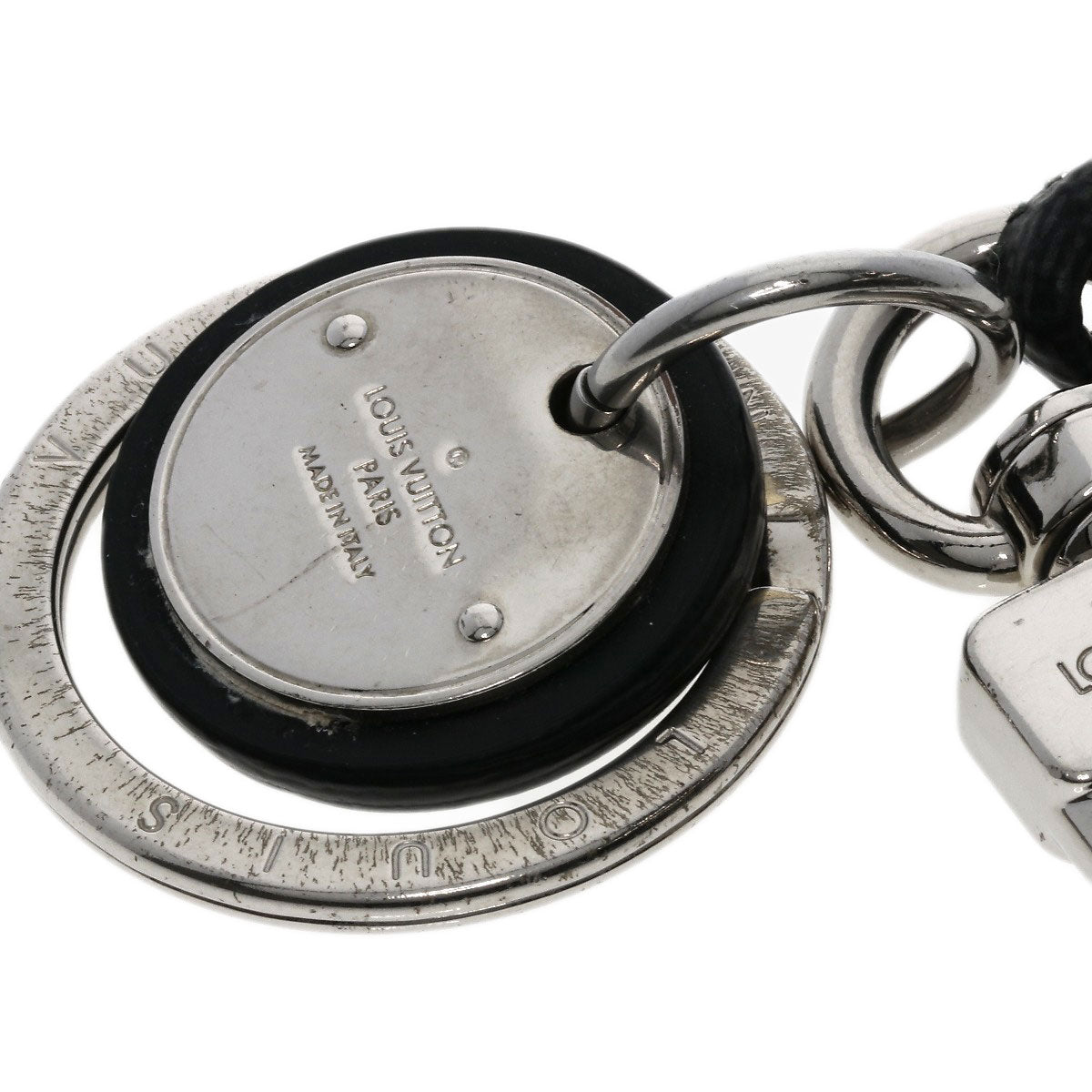 LOUIS VUITTON ルイヴィトン M67224 レザー ロープ キーリング ダミエ グラフィット キーホルダー 金属製 レディース 中古