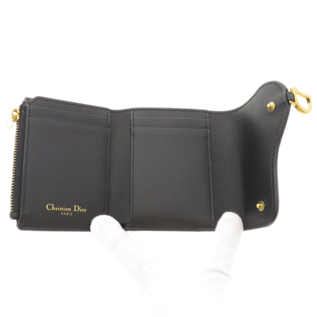 CHRISTIAN DIOR クリスチャンディオール サドル 二つ折り財布（小銭入れあり） カーフ レディース 中古