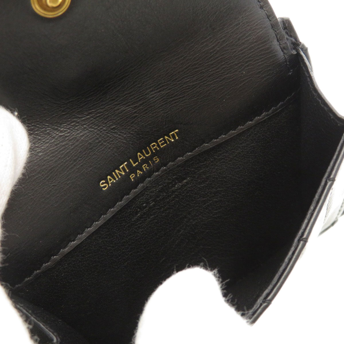 SAINT LAURENT サンローラン ロゴモチーフ コインケース カーフ レディース 中古