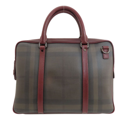 BURBERRY バーバリー チェック柄 2WAY ハンドバッグ PVC レディース 中古