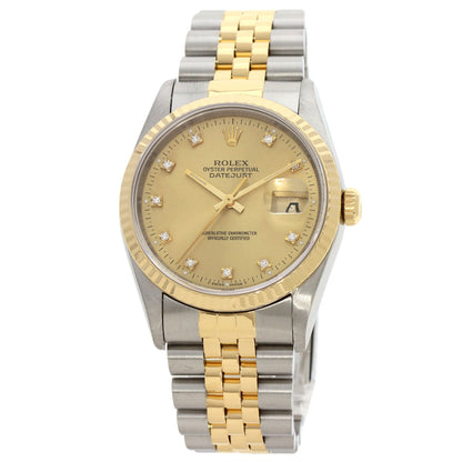 ROLEX ロレックス 16233G デイトジャスト 10P ダイヤモンド 腕時計 SS メンズ 中古
