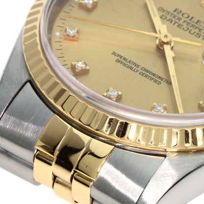 ROLEX ロレックス 16233G デイトジャスト 10P ダイヤモンド 腕時計 SS メンズ 中古
