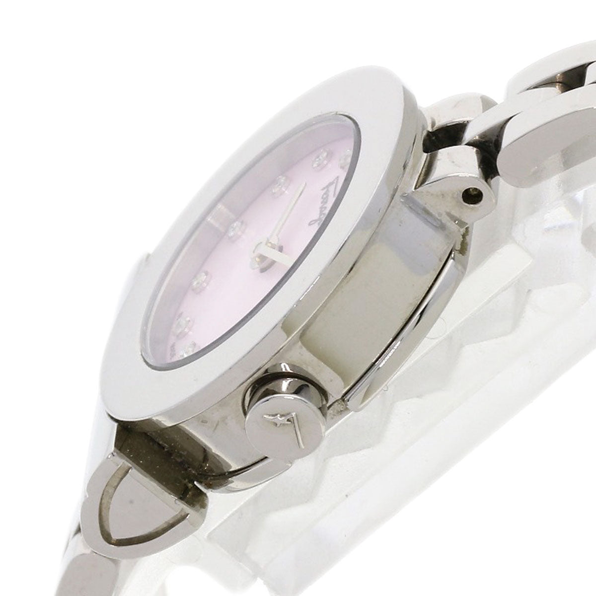 Salvatore Ferragamo サルヴァトーレフェラガモ ガンチーニ 12P ダイヤモンド 腕時計 SS レディース 中古