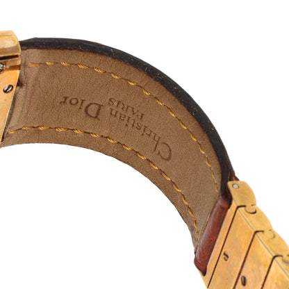 CHRISTIAN DIOR クリスチャンディオール D80-140 スクエアフェイス 腕時計 GP レディース 中古