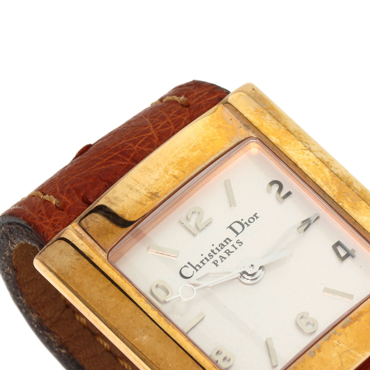 CHRISTIAN DIOR クリスチャンディオール D80-140 スクエアフェイス 腕時計 GP レディース 中古