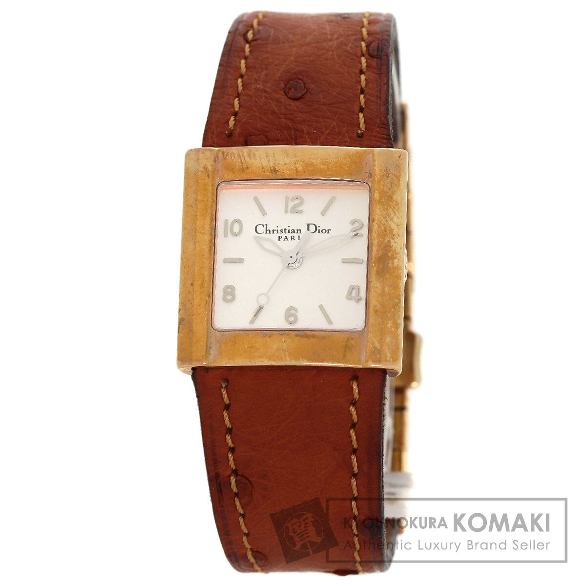 CHRISTIAN DIOR クリスチャンディオール D80-140 スクエアフェイス 腕時計 GP レディース 中古
