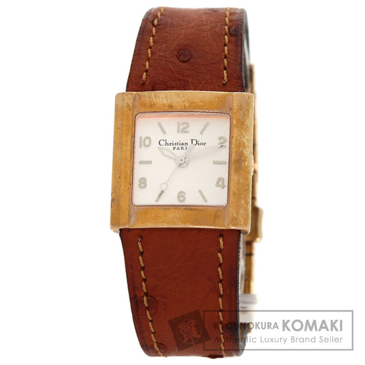 CHRISTIAN DIOR クリスチャンディオール D80-140 スクエアフェイス 腕時計 GP レディース 中古