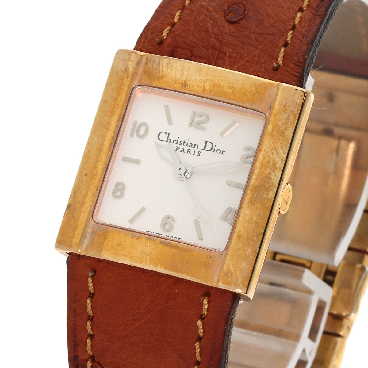 CHRISTIAN DIOR クリスチャンディオール D80-140 スクエアフェイス 腕時計 GP レディース 中古
