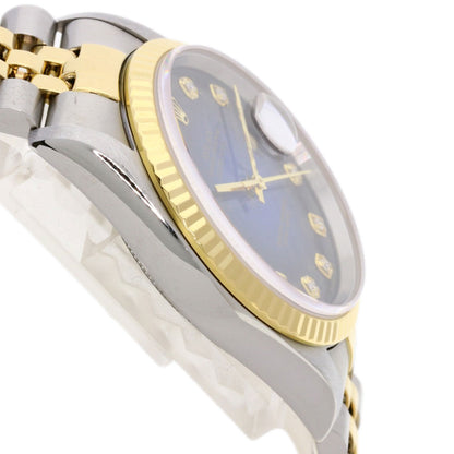 ROLEX ロレックス 16233G デイトジャスト 10P ダイヤモンド ブルーグラデーション 腕時計 SS メンズ 中古