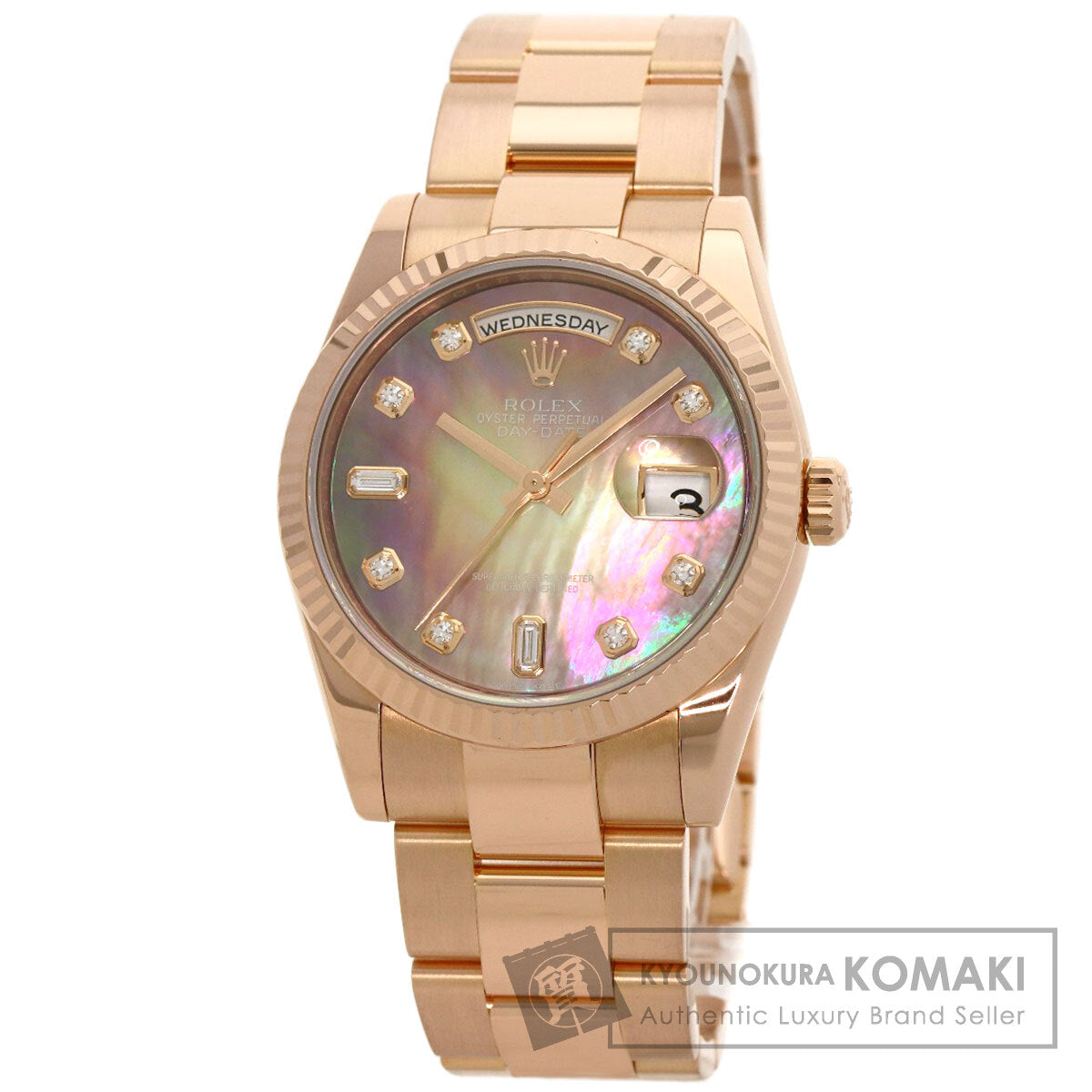 ROLEX ロレックス 118235F デイデイト 10P ダイヤモンド 腕時計 K18PG メンズ 中古