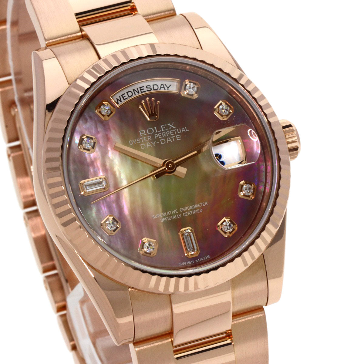 ROLEX ロレックス 118235F デイデイト 10P ダイヤモンド 腕時計 K18PG メンズ 中古