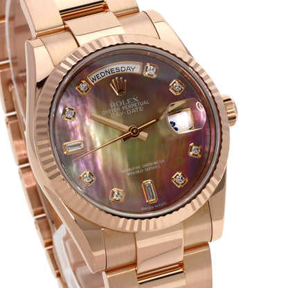 ROLEX ロレックス 118235F デイデイト 10P ダイヤモンド 腕時計 K18PG メンズ 中古